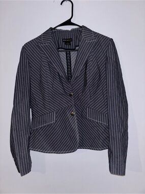 Vintage Y2K Grace Dane Lewis Size 4 Charcoal Pinstripe Pant Suit 2 Piece Set